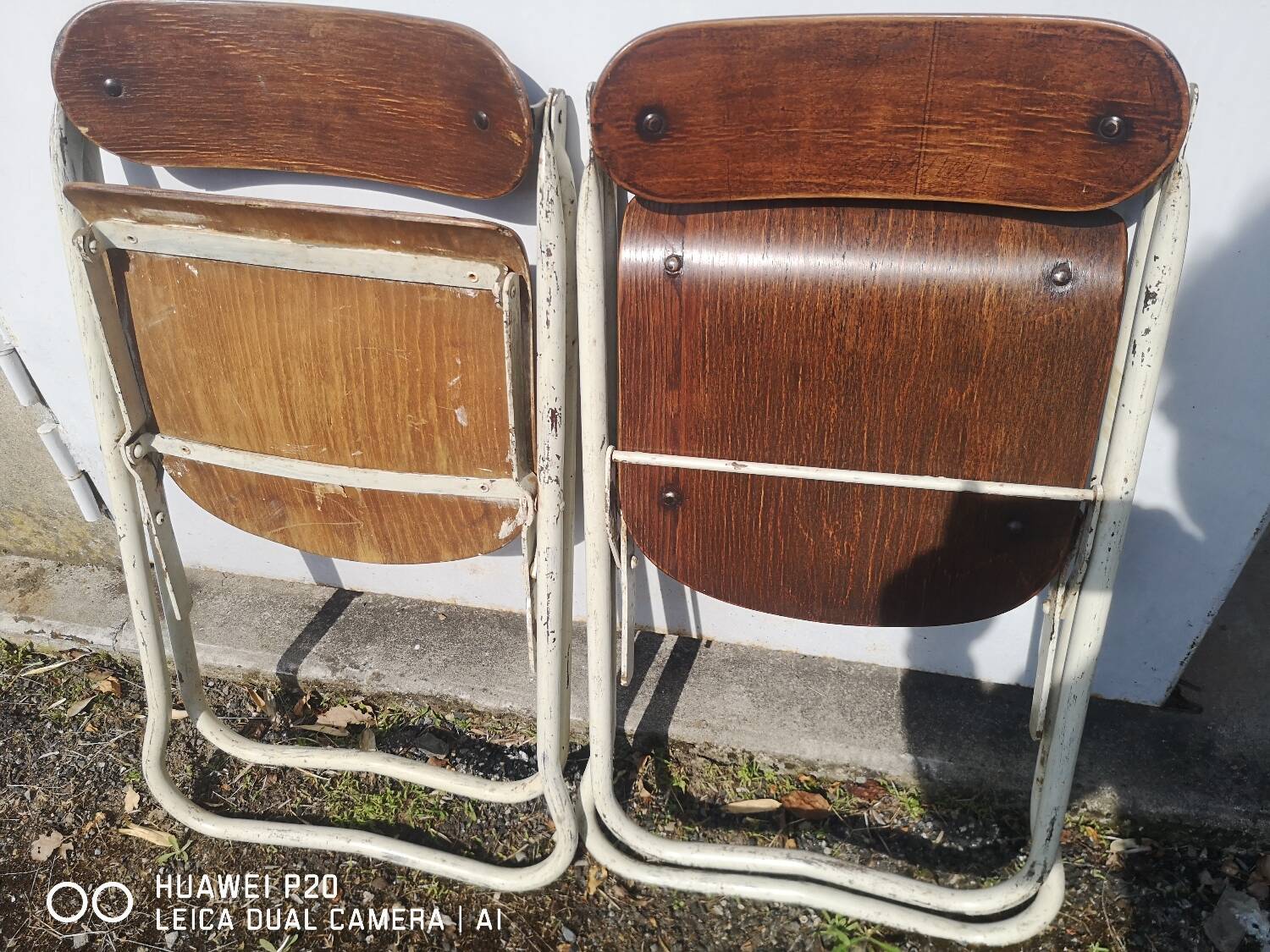 Pair of Bienaise model folding chairs from the Nelson brothers dating from the 1930s.