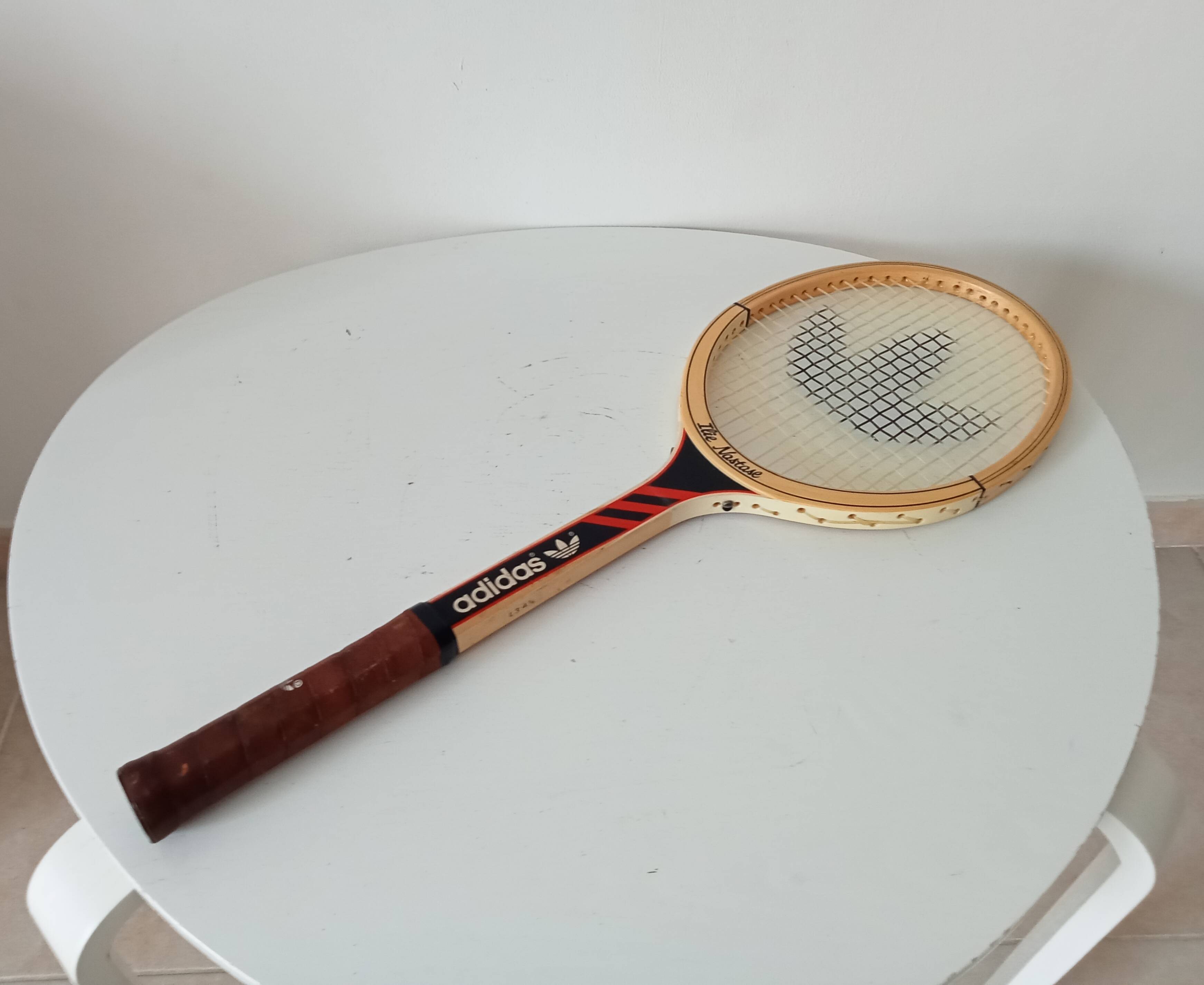Vintage wooden tennis racket Ilie Nastase Adidas