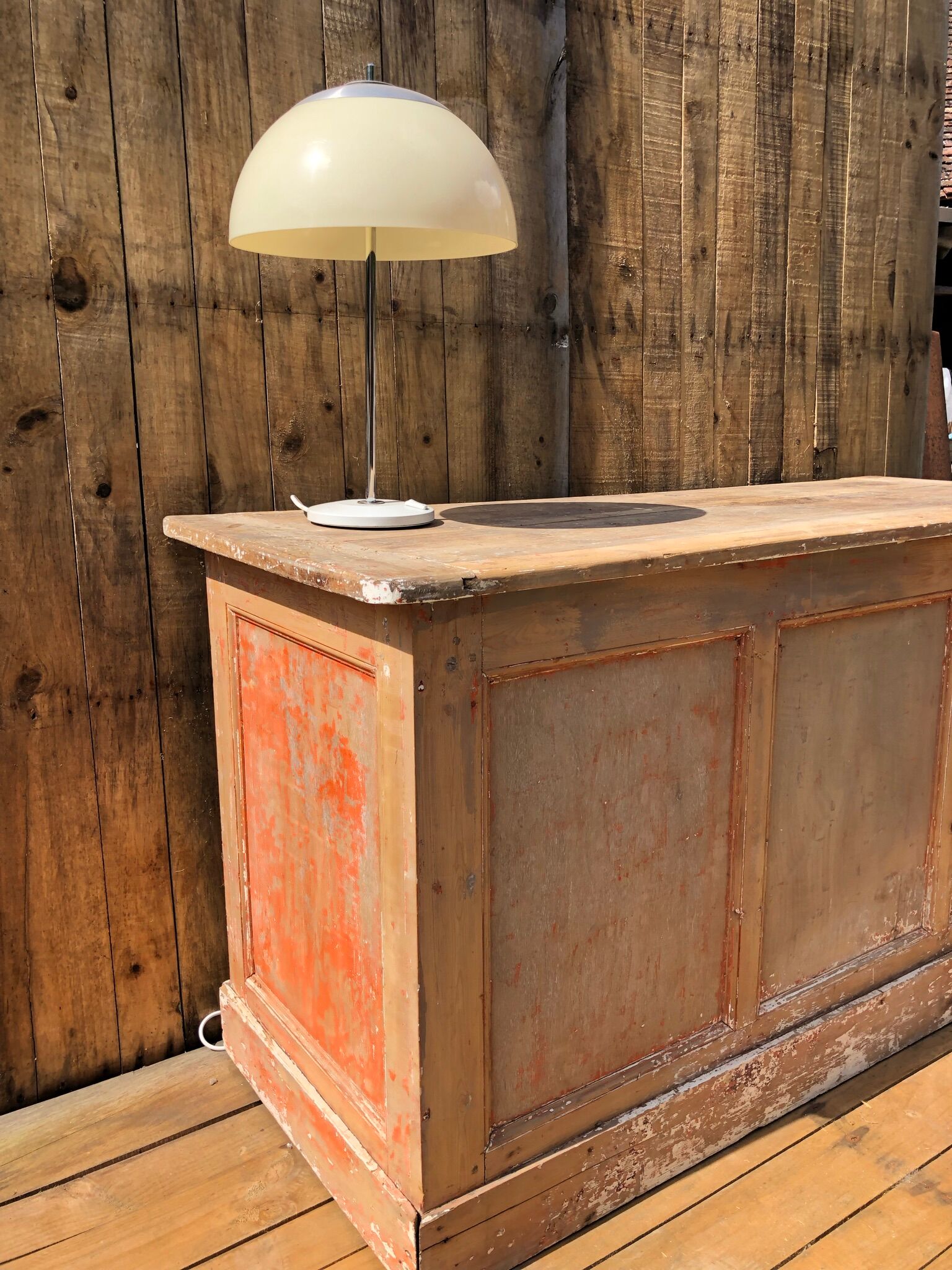 Patinated raw wood countertop