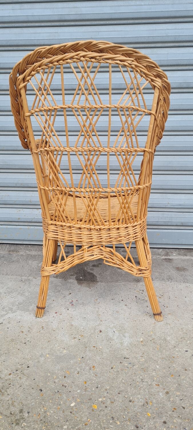 Fauteuil en rotin et osier vintage