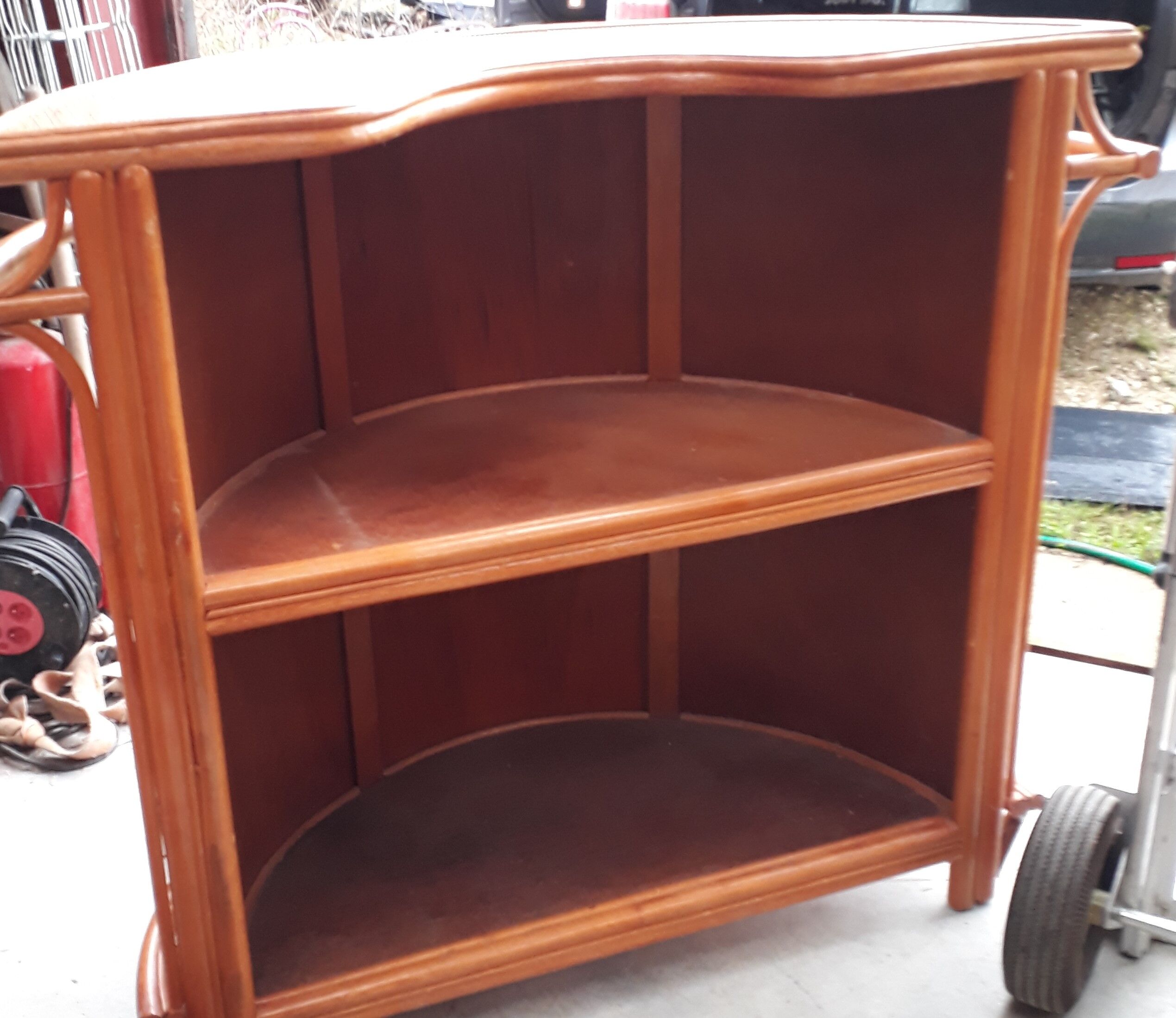 Bamboo wicker bar and two stools