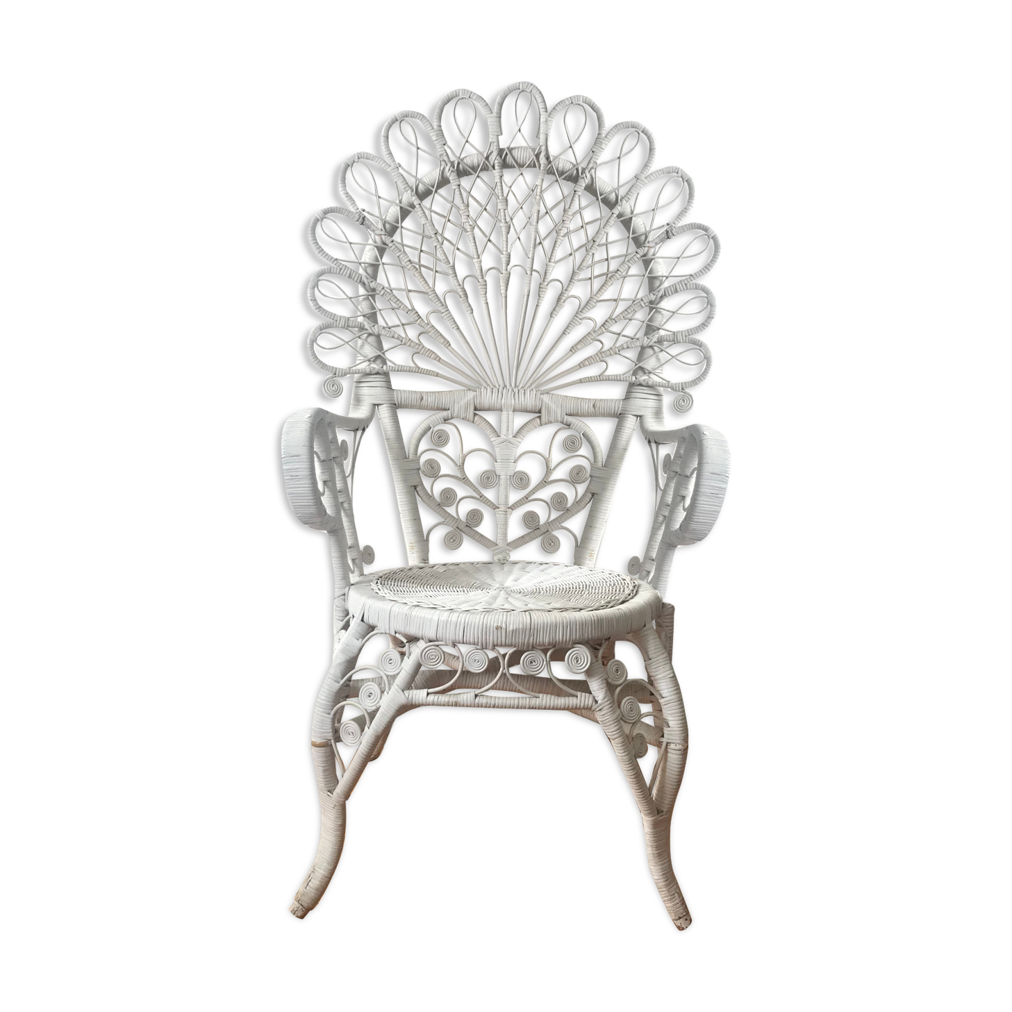 White peacock rattan chair