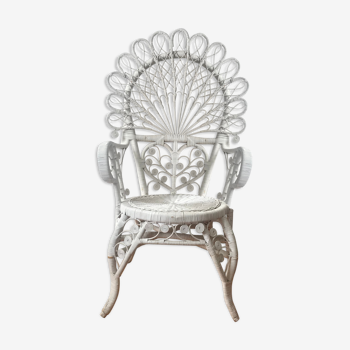 Fauteuil rotin peacock blanc