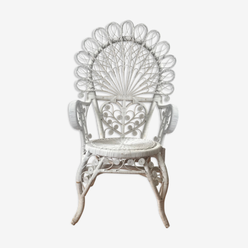 White peacock rattan chair