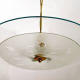 Attributed to Luigi Brusotti Mid-century Italian Glass and Brass Chandelier