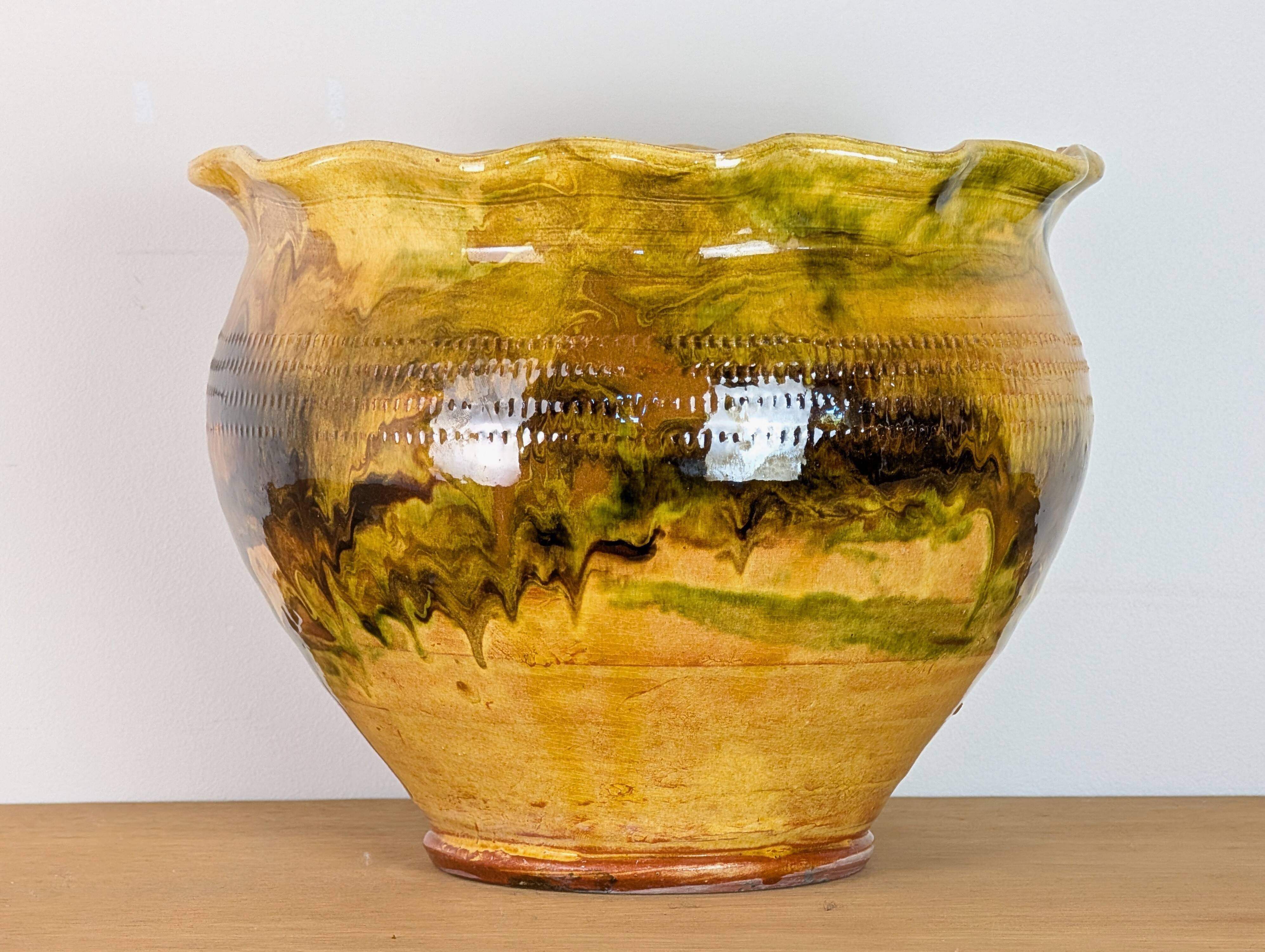 Glazed earthenware planter