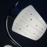 Chrome pendant lamp with 3 white shades 1960s