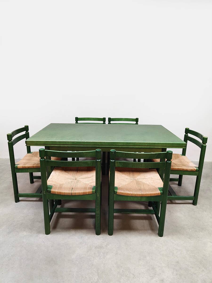 Vintage wooden dining set table & chairs Asko