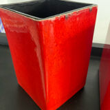 Duo cache pots vintage cubes en céramique émaillée