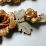 Set of 3 old 18th century ornaments in polychrome carved wood
