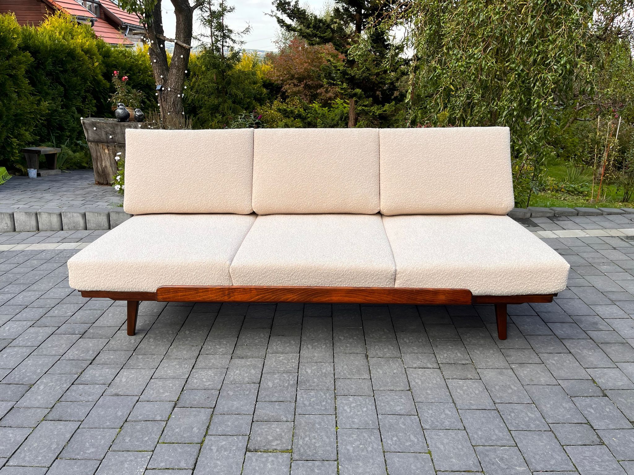 JITONA Sofa Renovated Buckle Fabric, Vintage Czech 1960s