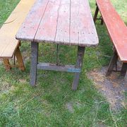 Table + 2 brewery benches - former brewery l.f. haag ingwiller - prey