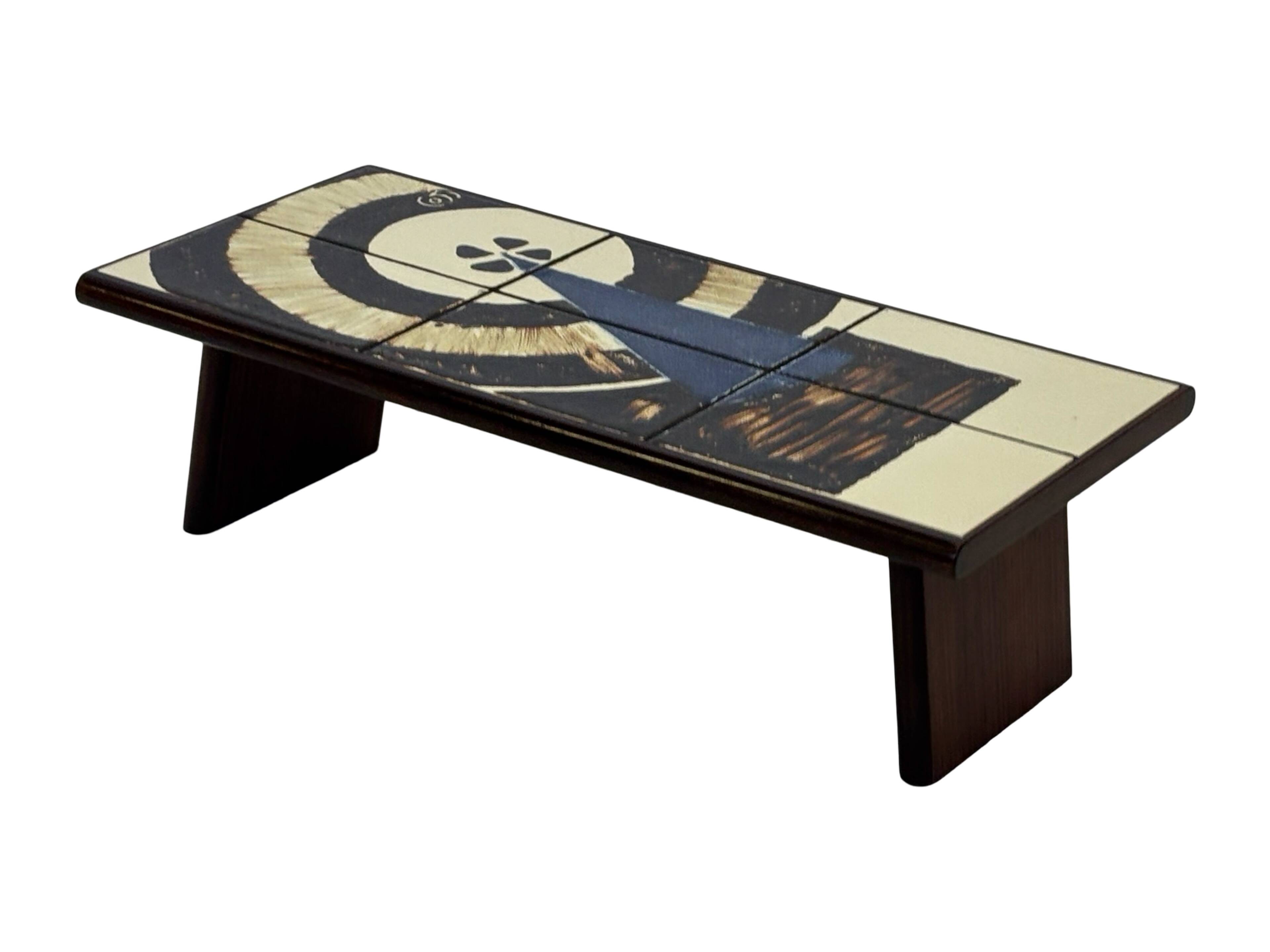 Vintage plant table small side table with rosewood tiles