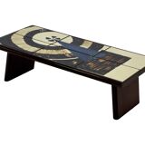 Vintage plant table small side table with rosewood tiles