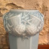 2 Vases opaline bleus anciens Art nouveau motifs chardons
