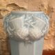 2 Antique blue opaline Art Nouveau vases with thistle motifs