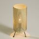 Original 1950s brass tripod table lamp with a perforated metal lampshade