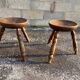 Brutalist walnut stool pair