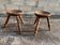 Brutalist walnut stool pair