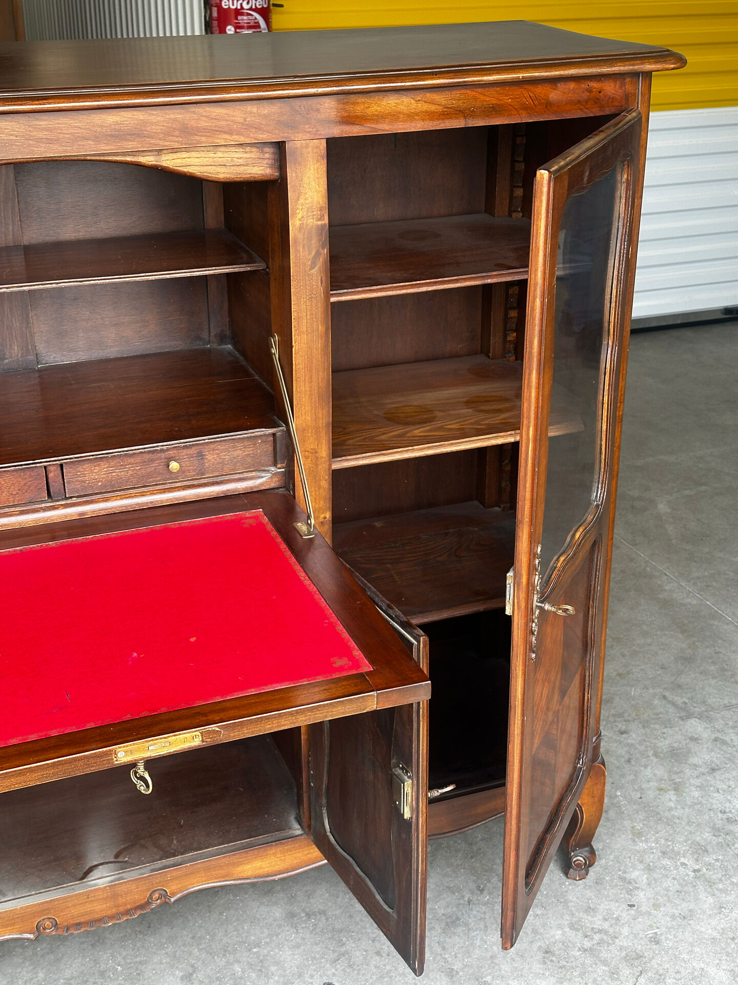 Sideboard, Louis XV style secretary in cherry wood, 1960s.