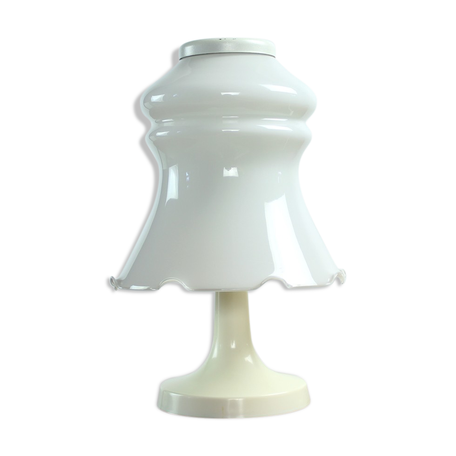 Lampe de table en verre opalin blanc, Opp Jihlava, Tchécoslovaquie années 1960