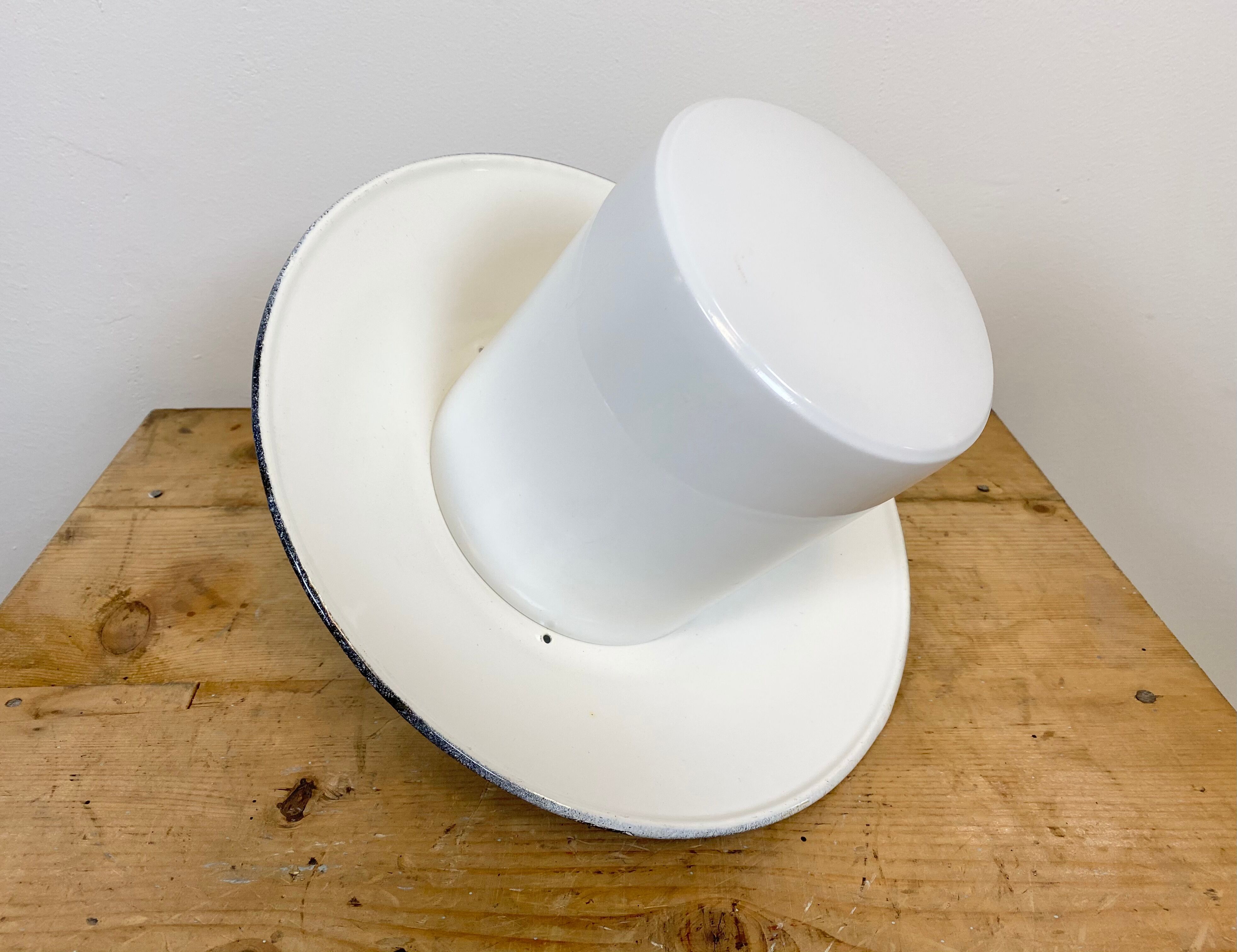 Industrial Hanging Lamp with Milk Glass, 1970s