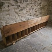 Old French industrial workshop furniture in pine / storage bench, circa 1880–1900