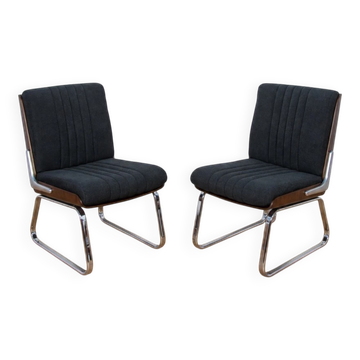 Chaises armoires Chrome et Rosewood, Gordon Russell, Royaume-Uni, années 1970, Ensemble de 2