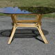 Table rattan and smoked glass 70s