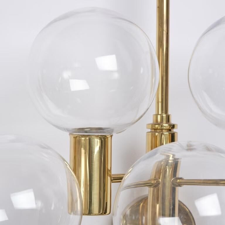 Hans-Agne Jakobsson Clear Glass and Brass Wall Lights, a pair, Sweden 1960