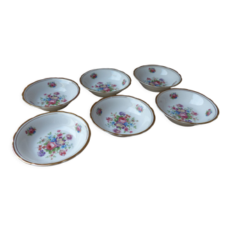 Set de 6 coupelles au motif de fleurs en porcelaine vintage