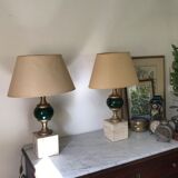 Pair of travertine lamps