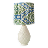 Art Deco pineapple table lamp by Charles Catteau with new Ikat silk shade, 1920s.
