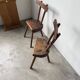 Pair of Savoyard tripod chairs, folk art, oak.