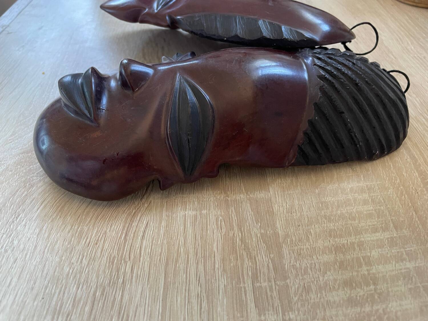 African masks in vintage ebony wood