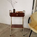Metal and wood bedside table 1960/1970