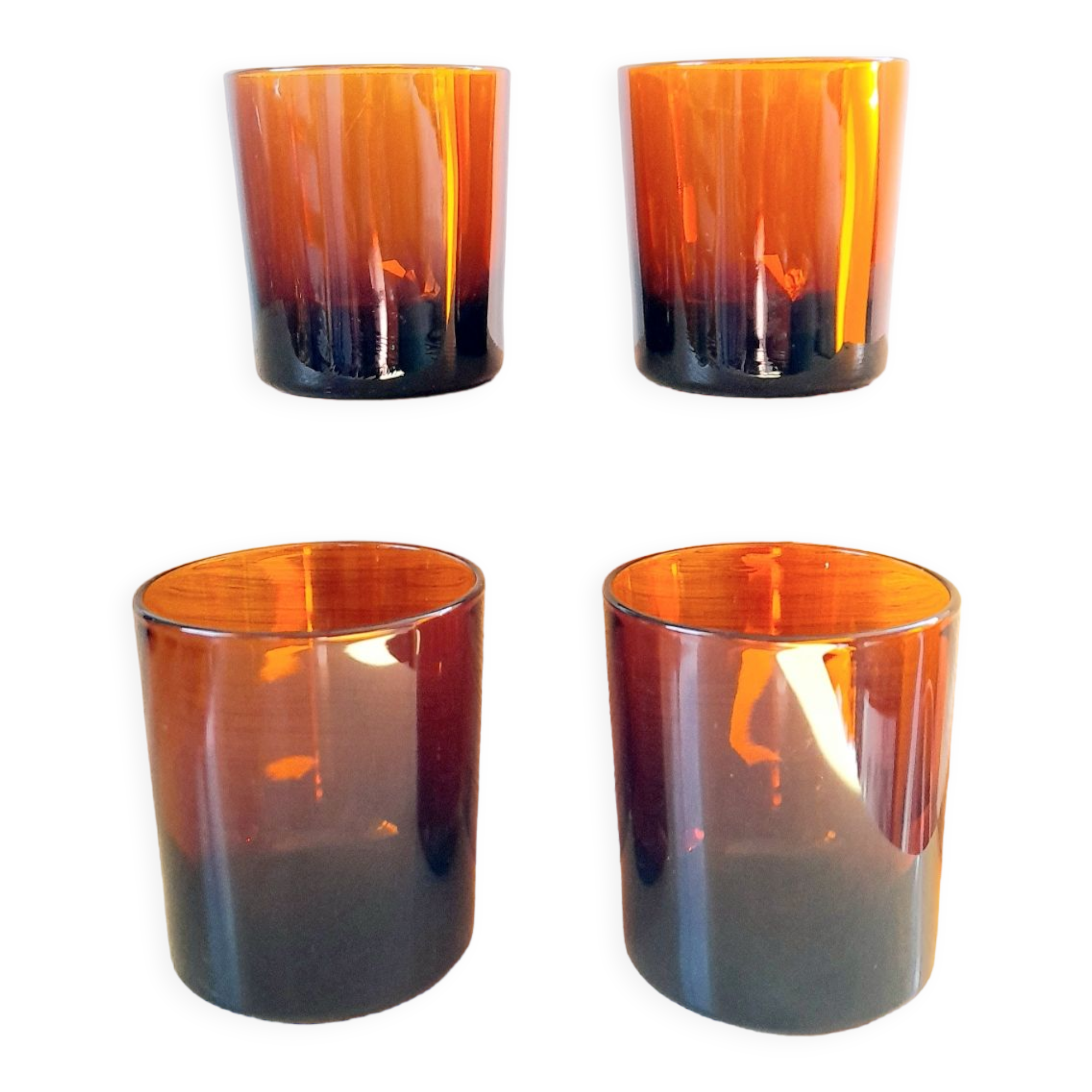 Lot de 4 verres ambrés Lever 70s