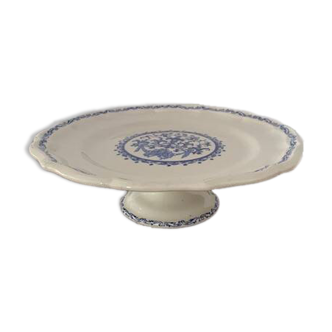 Old earthenware cake display from Gien decor Rouen