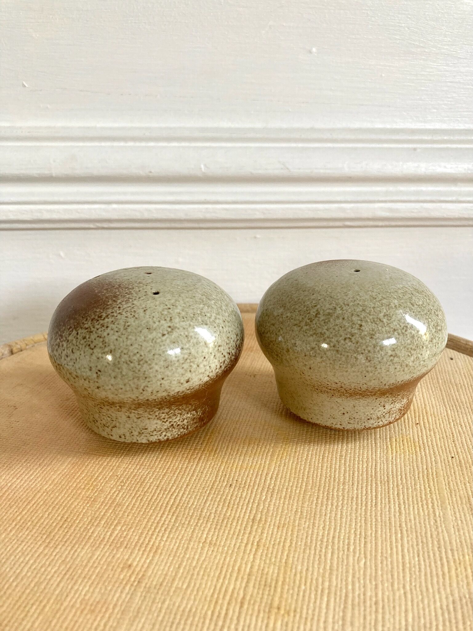 Vintage stoneware salt and pepper shaker