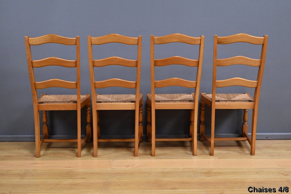 Set of 8 beech chairs – 1980