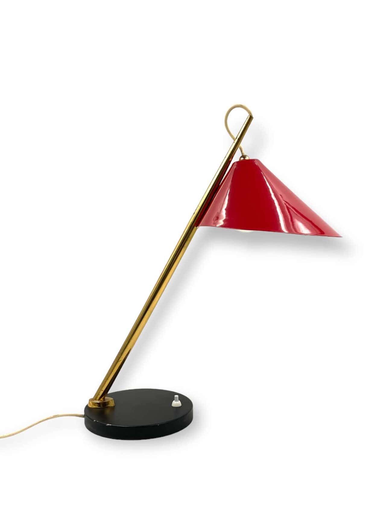 Mid-century red table lamp, Lumen Italy 1960s