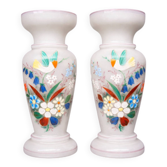 Pair of opaline glass vases.