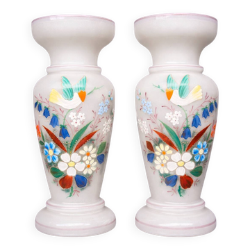 Pair of opaline glass vases.