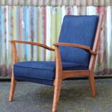 Blue armchair with Scandinavian lines, 50s/60s