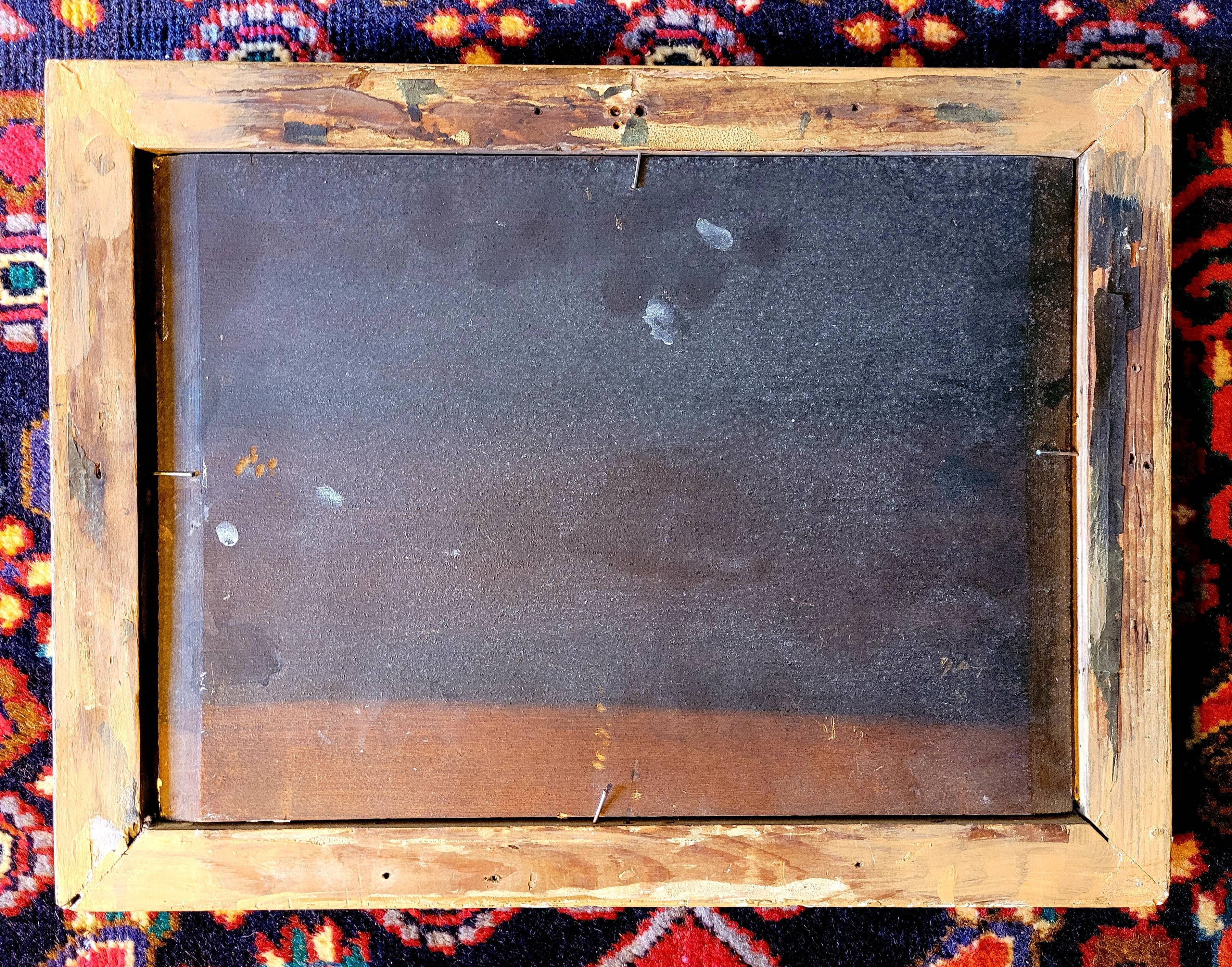 Old painting signed nineteenth and vintage gilded frame