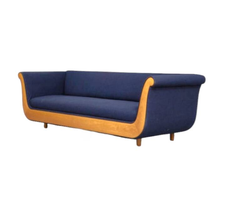 Primafila sofa by Luca Meda in blue velvet for Molteni & Co / 1991