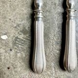 2 silver and bone salad servers