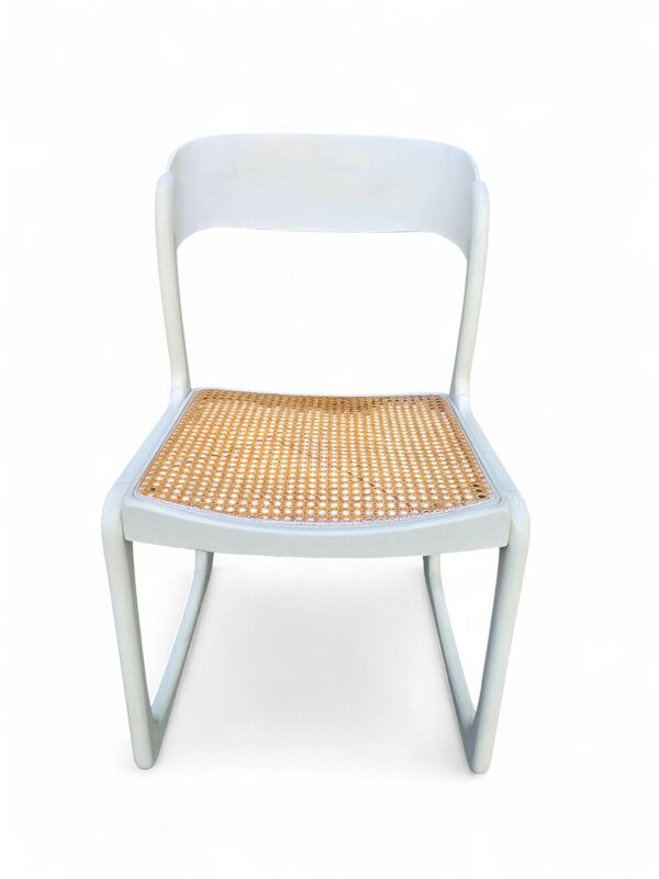 Ensemble de 5 chaises Baumann modèle ''Traineau'' blanches