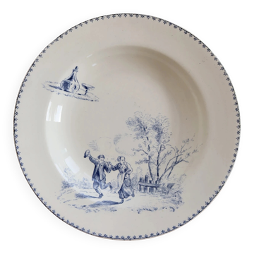 Antique hollow plate Creil and Montereau Téniers service - Ironstone