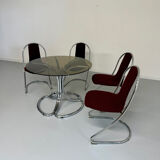 Set of 4 tubular chairs, Italian design, 70s vintage, Cantilever